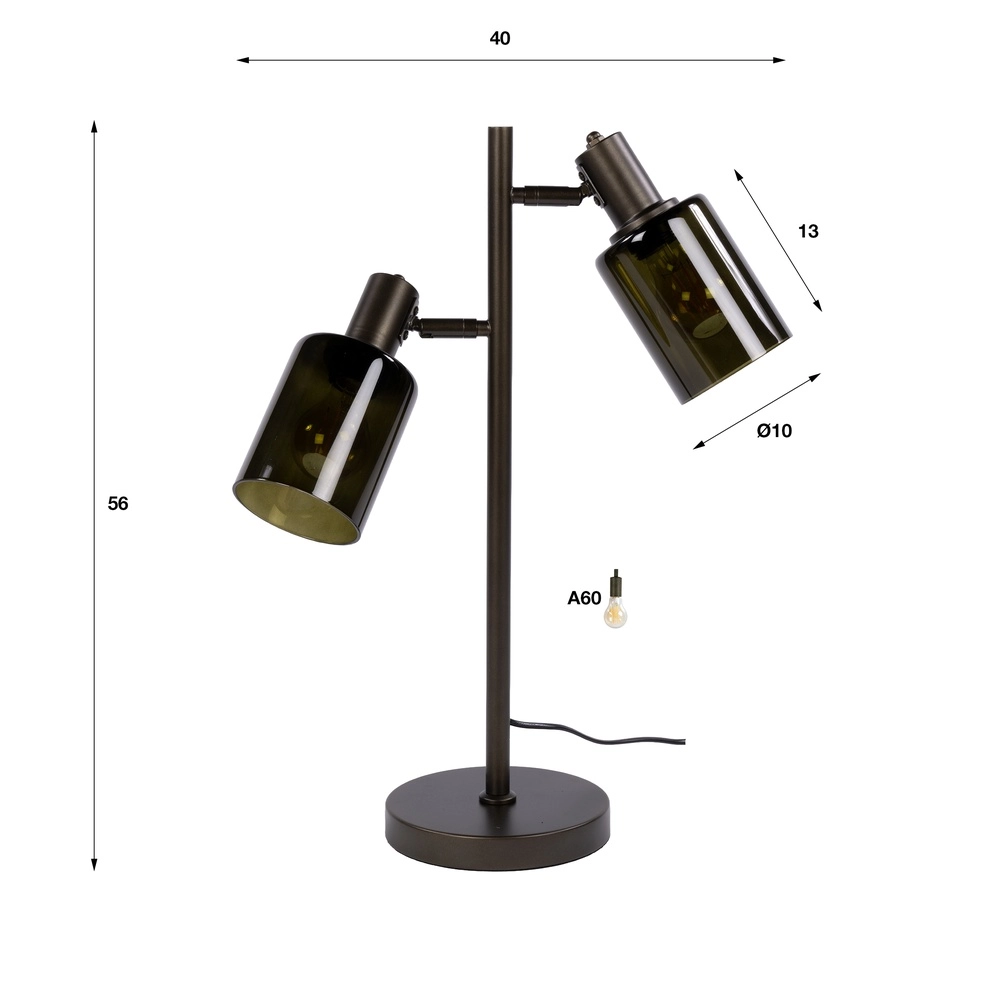 Lampe de table Sepiora Sienna Brown 2 lumières Lyora 8716803515253