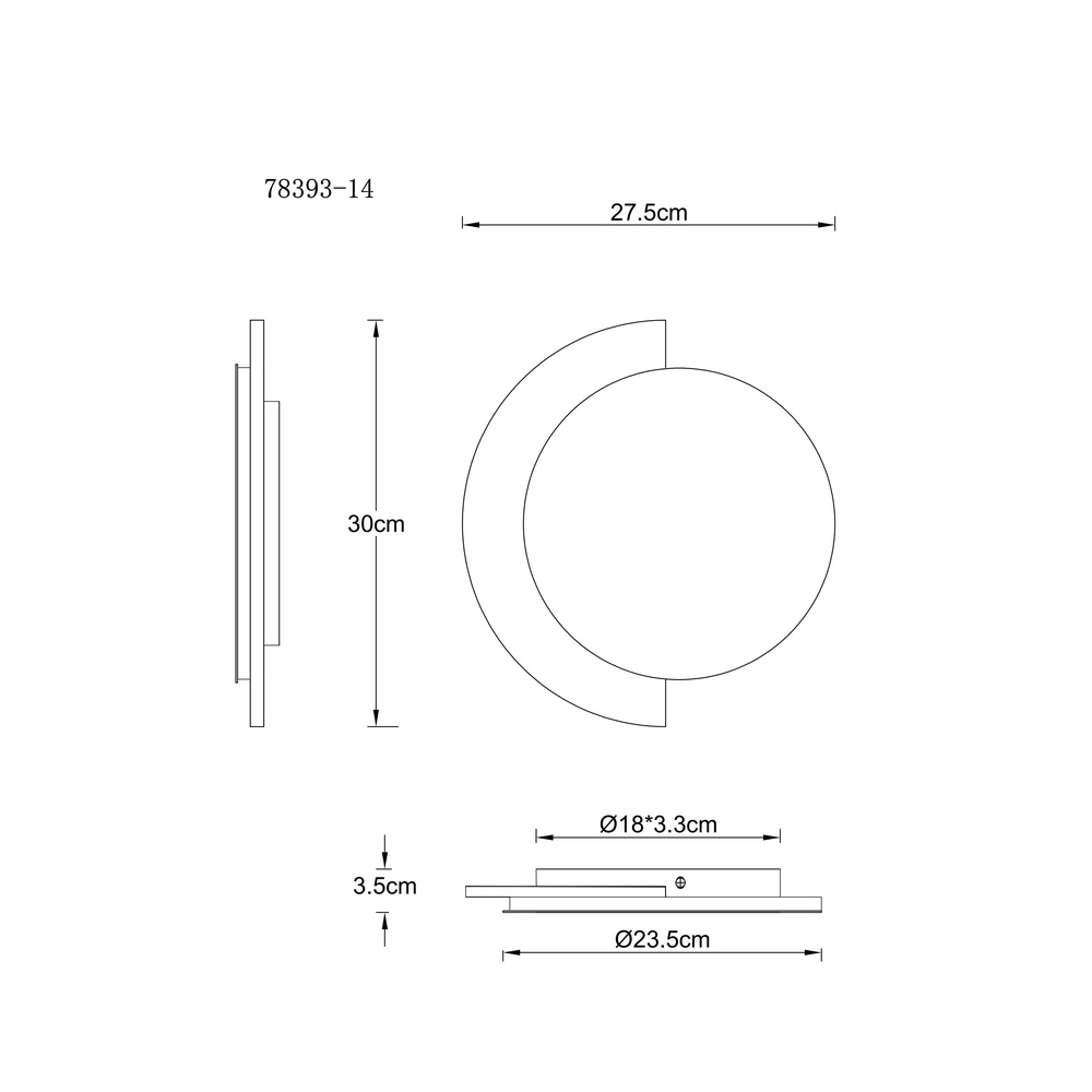 Lampe murale ronde Rojas 30 cm Globo 9007371586684