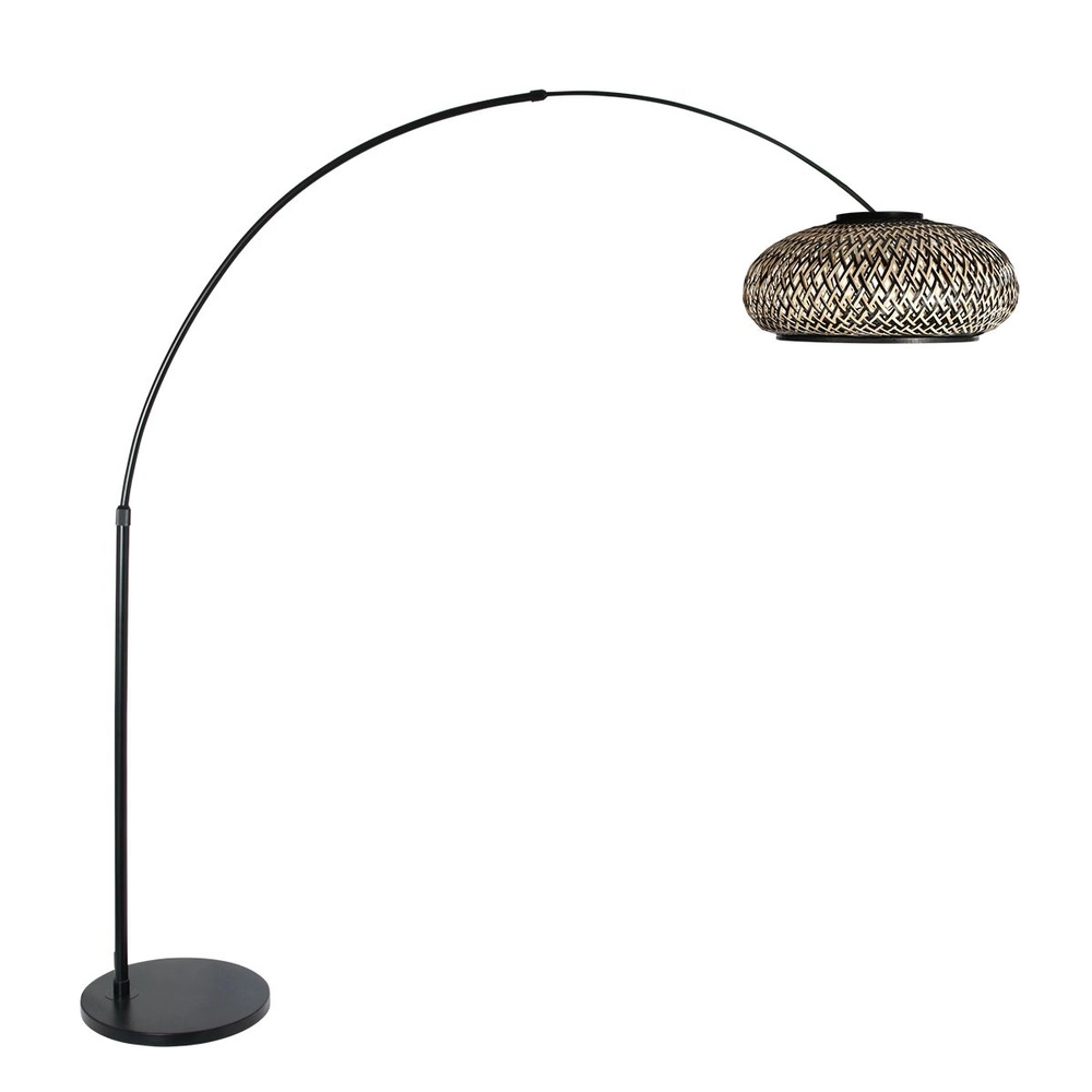 Lampe à arc Sparkled Light Capuche noire et rotin