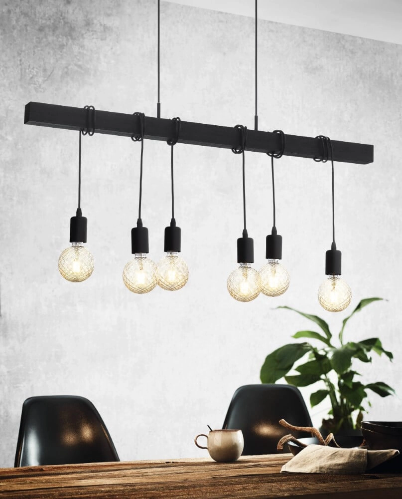 Lampe suspendue noire Townshend 6 lumières Eglo 9002759440626