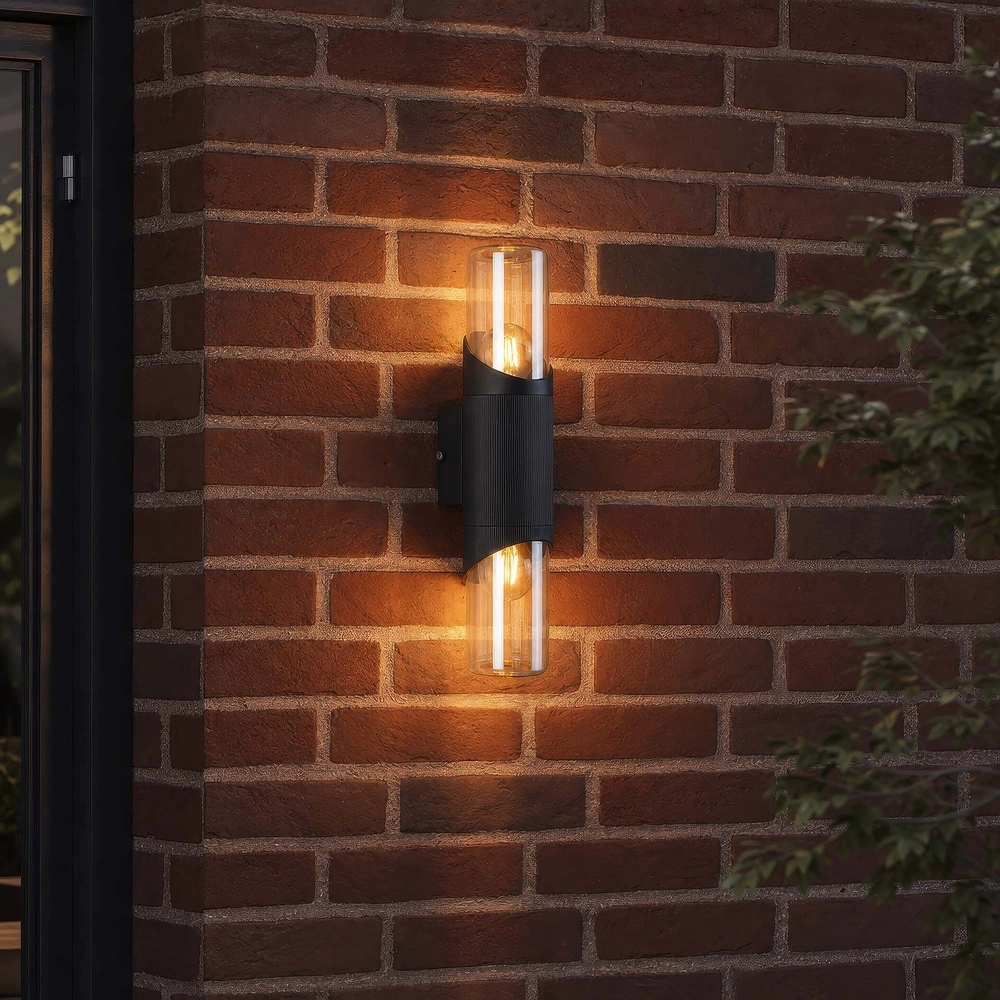 Lampe murale de conception Broadway Noir avec double verre ambré Searchlight 5,05342E+12