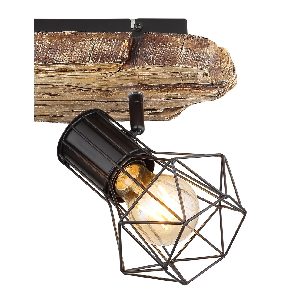 Lampe de plafond Priska 2-noir clair avec bois Globo 9007371442362