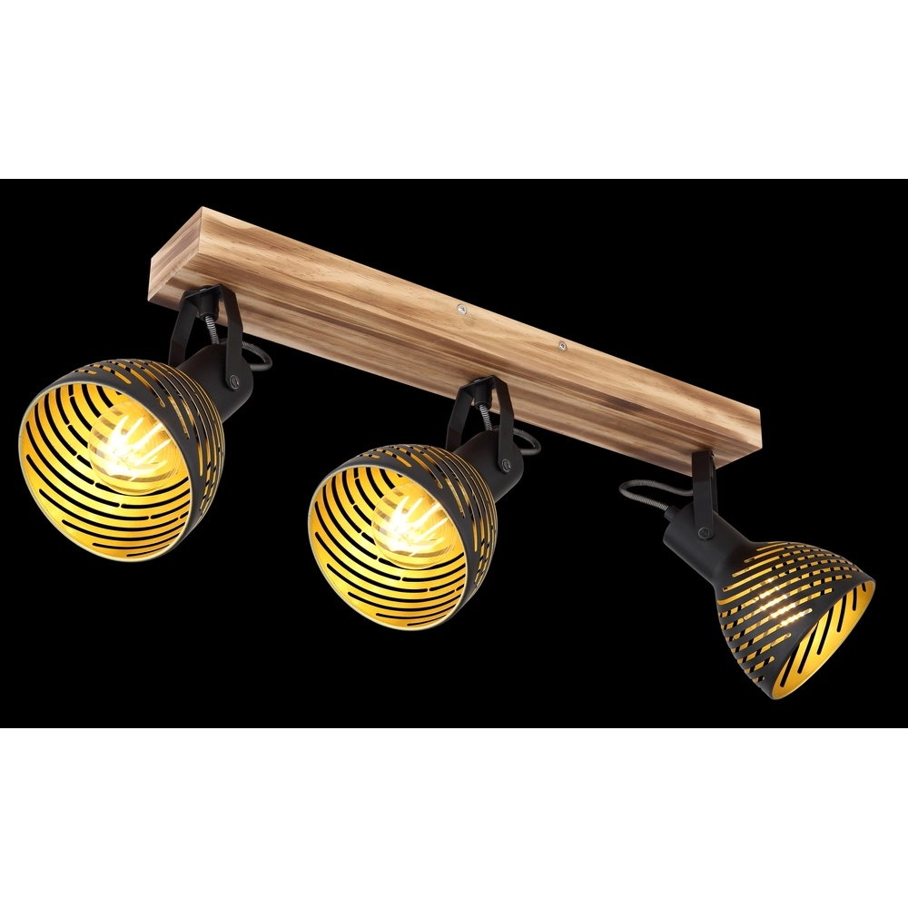 Lampe de plafond Lenna Bois 3 clairs avec noir Globo 9007371425686