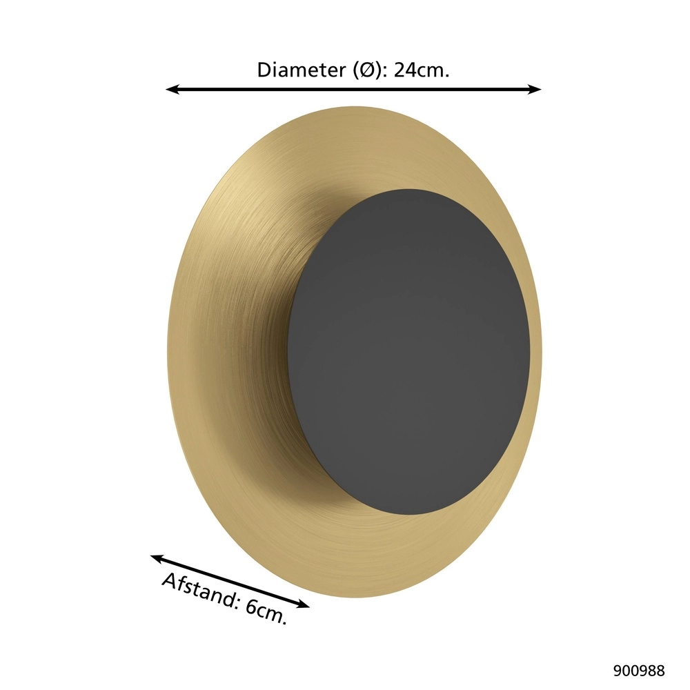 Lampe murale Tocina Ø 24cm - noir avec or Eglo 9008606292646