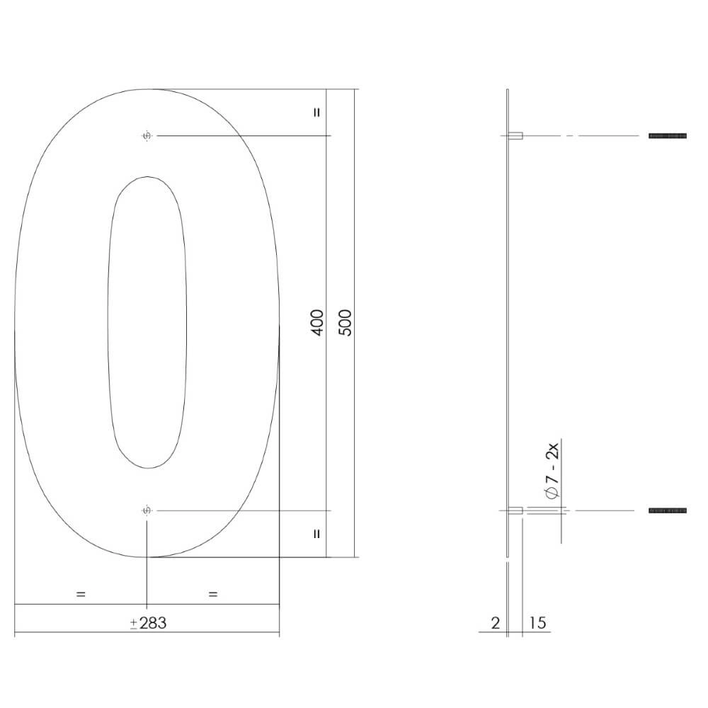 Maison numéro 0 XXL Numbra 50cm noir Intersteel 8714186503379