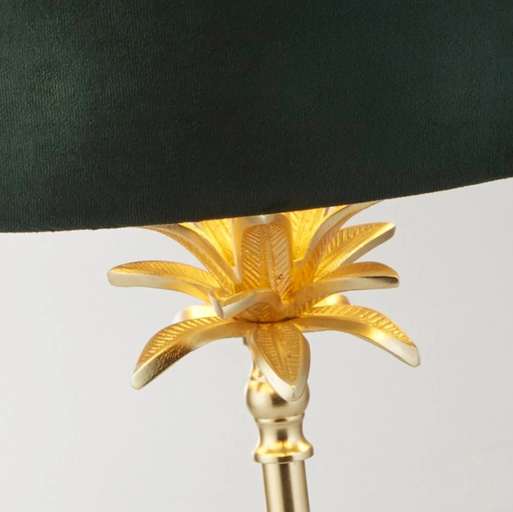Lampe de table Palm or avec capuchon vert Searchlight 5053423257587