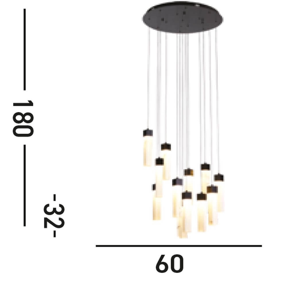 Suspension vide 10 lumières Moonbeam noir Searchlight 5053423273778