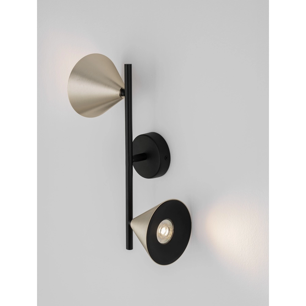 Applique murale Conico Double Noir avec Or