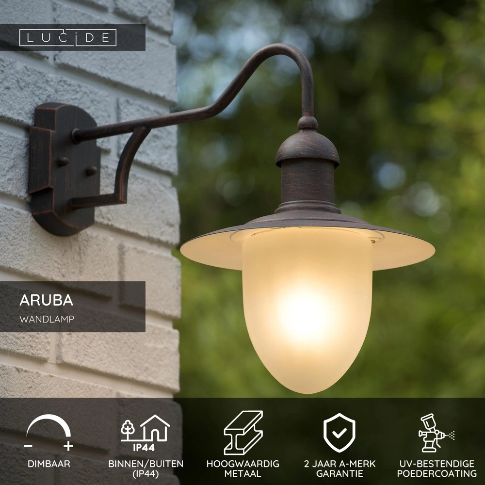 Lampe murale de campagne Aruba brun rouille Ø 25cm Lucide 5411212113481