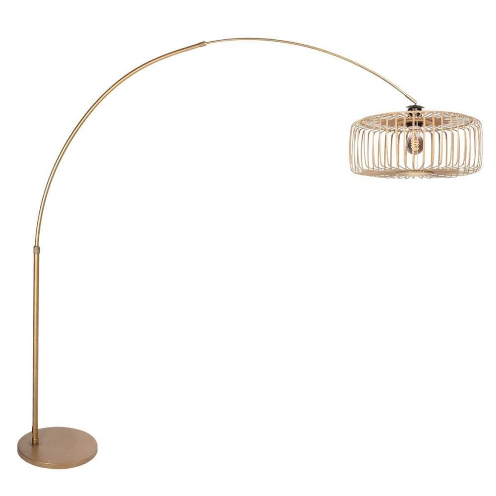 Lampe à arc Sparkled Light bronze avec barre d’ombrage en bambou Ø 45cm Lampe à arc Sparkled Light bronze avec barre d’ombrage en bambou Ø 45cm