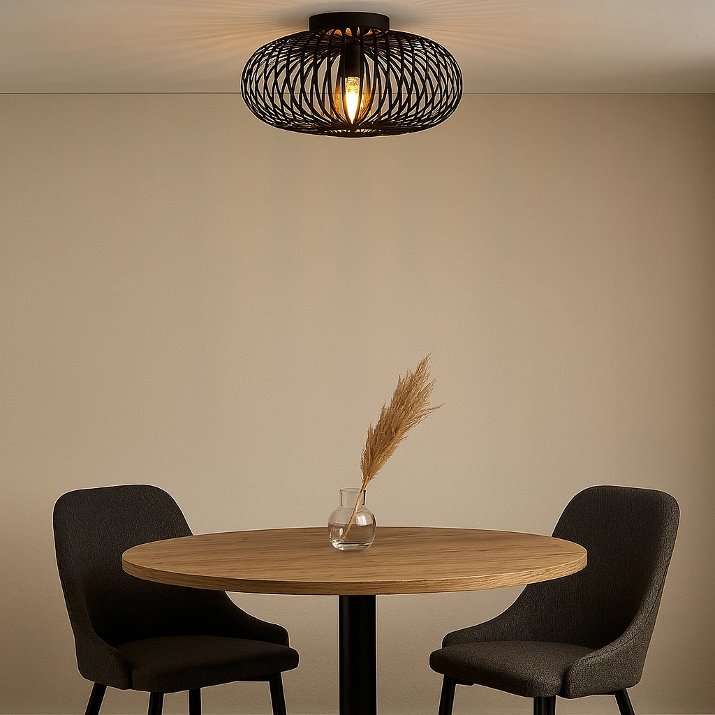 Plafonnier noir Gabbia Rond Ø 40cm Lyora 8716803509573