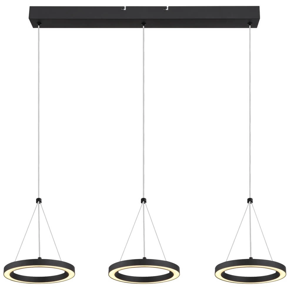Suspension 3 lumières Grenvix Design noir Globo 9007371450770