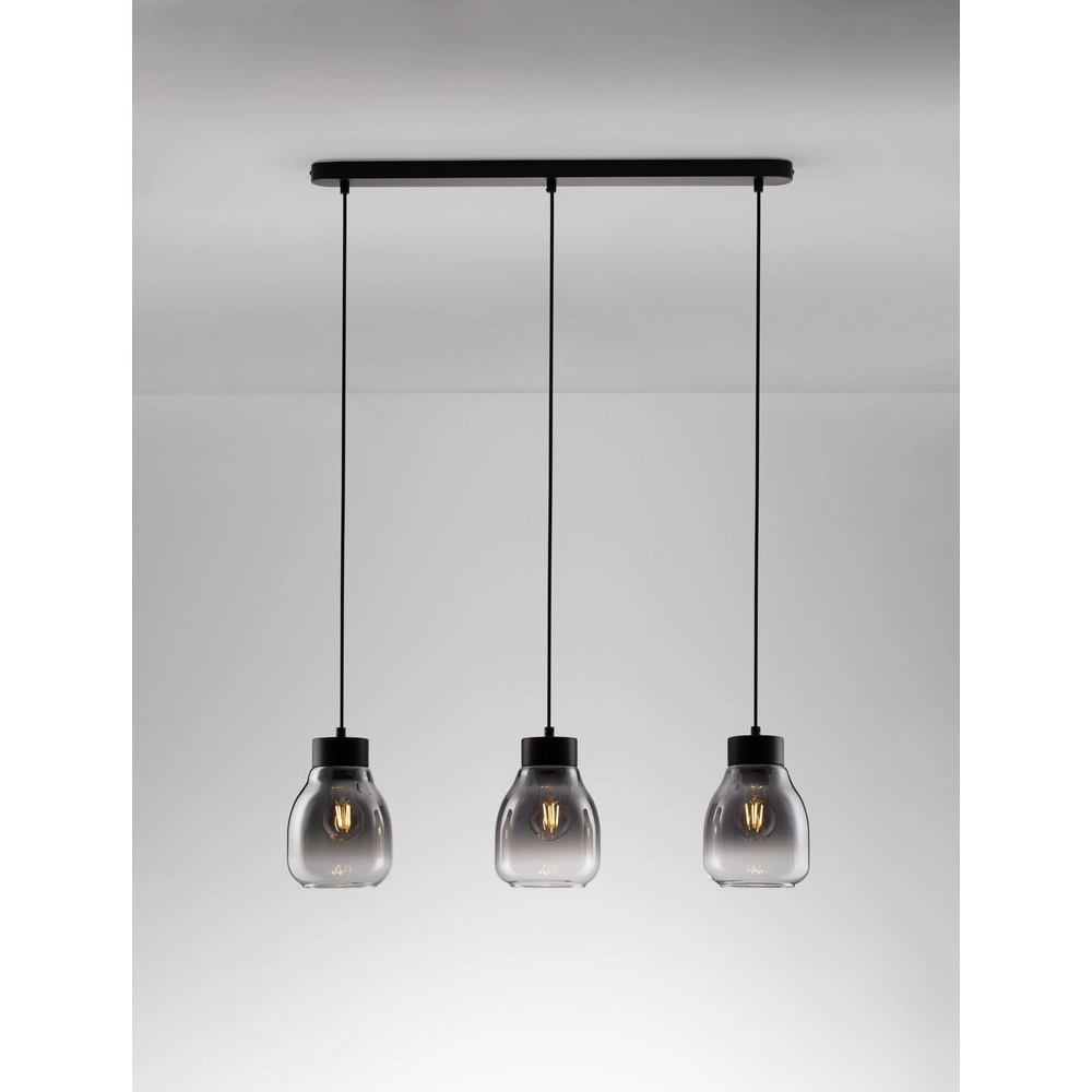 Suspension Blacu 3 lumières noir droit