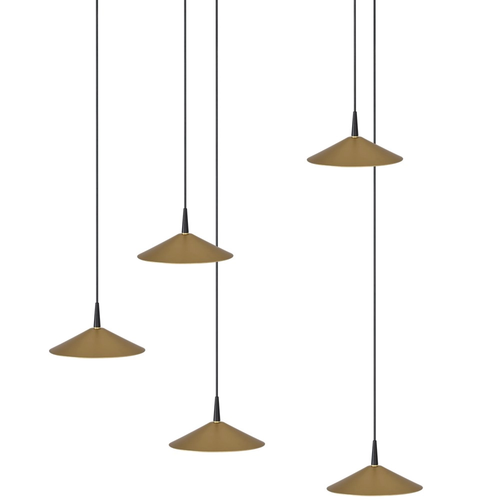 Lampe suspendue à 5 lumières Ceppo noir avec or Ø rond 18cm Masterlight 8718121358673