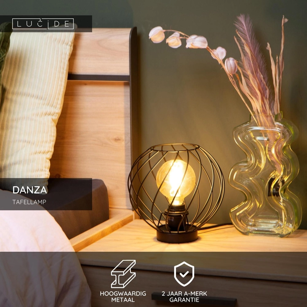 Lampe de table Danza Ø 25cm noir Lucide 5411212211590