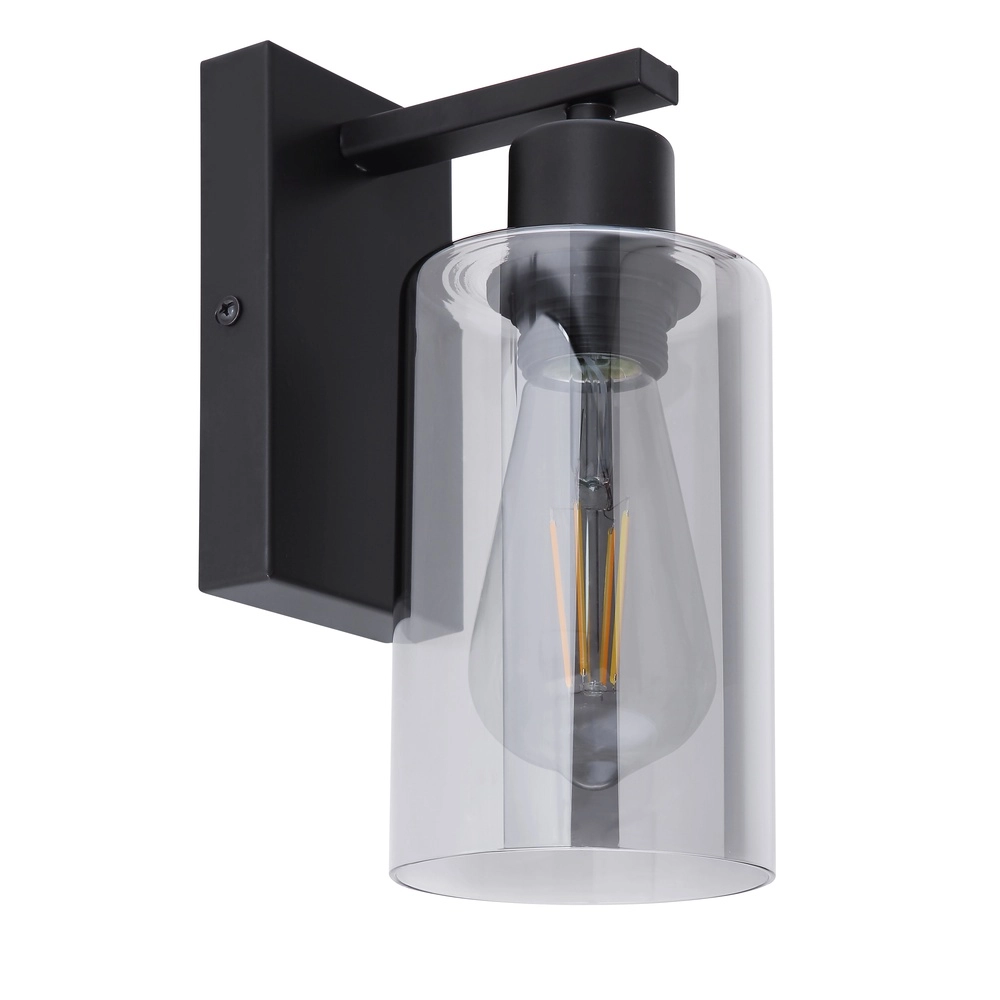 Lampe murale noire Hadera avec du verre fumé Globo 9007371402847