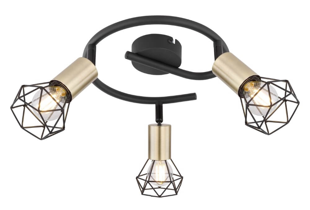 Plafonnier Xara I noir avec or 3 lumières Ø 23cm Plafonnier Xara I noir avec or 3 lumières Ø 23cm