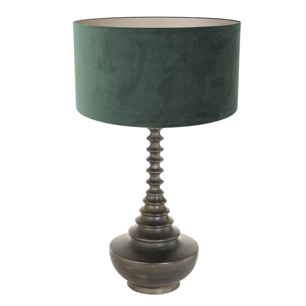 Lampe de table unique Bois avec capot vert