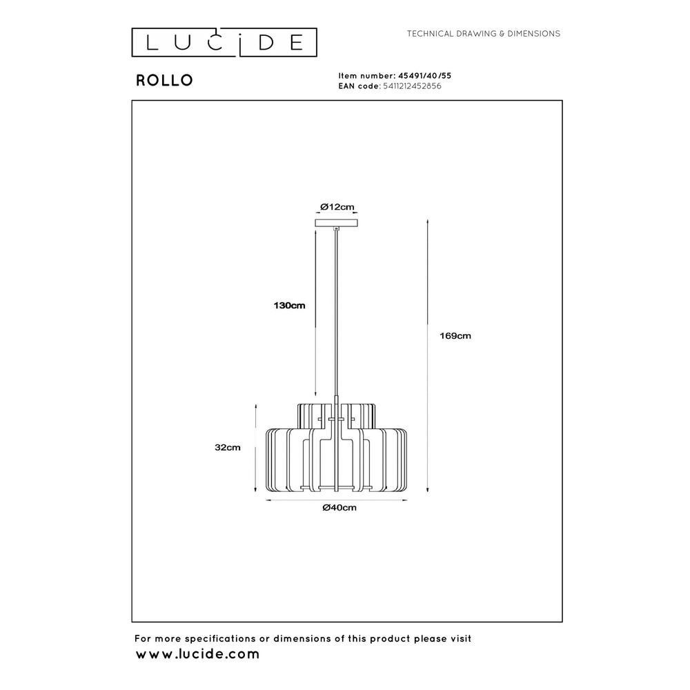 Lampe pendante de conception Rollo Terre cuite de 40 cm Lucide 5411212452856