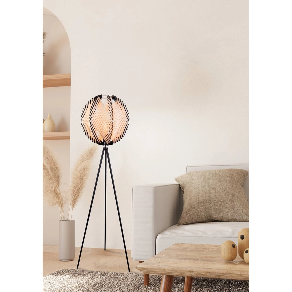 Lampe de pied Waverton noir avec textile crème Eglo 9002759440091