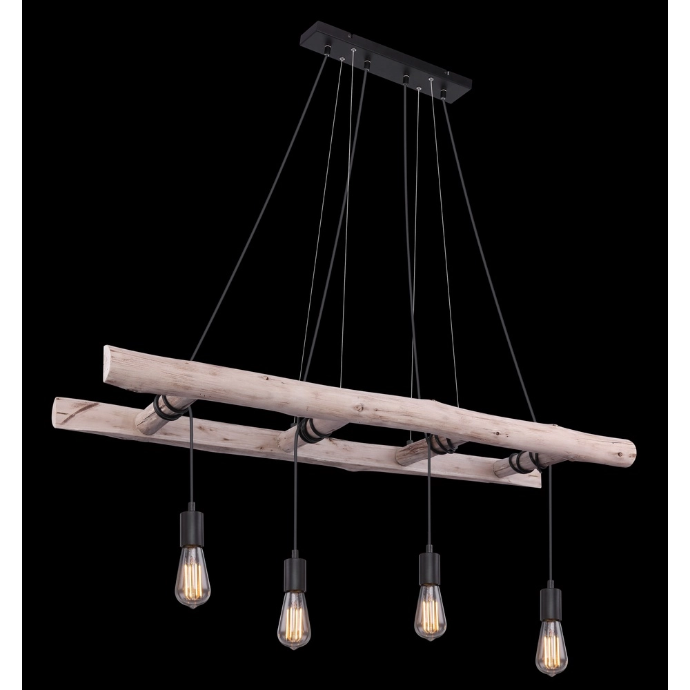 Lampe suspendue à 4 lumières Irmgard bois 190cm Globo 9007371398577