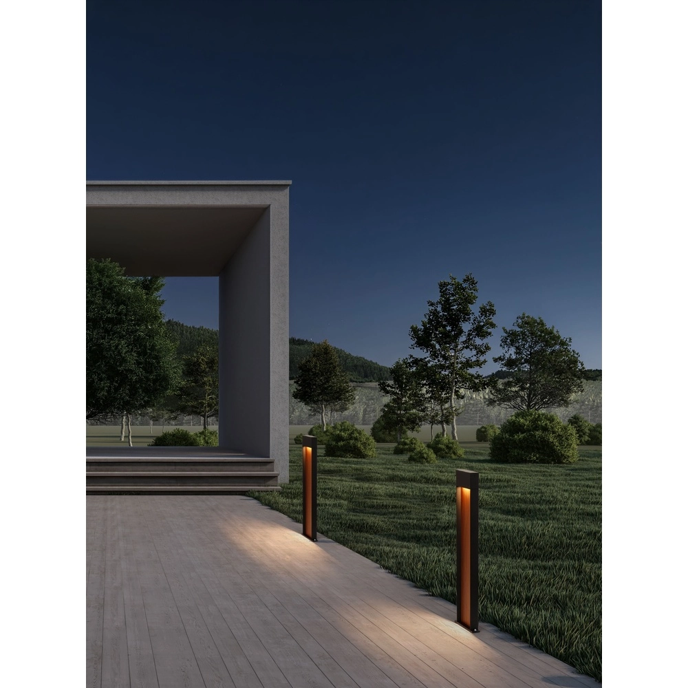 Lampe de jardin conçue Noray noir avec bois 78cm - 3000K Lyora 5212063504349