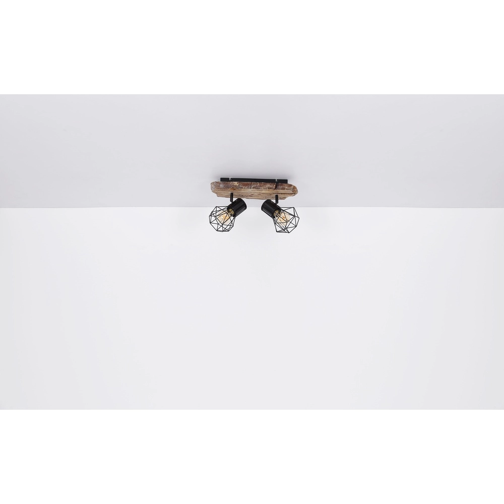 Lampe de plafond Priska 2-noir clair avec bois Globo 9007371442362