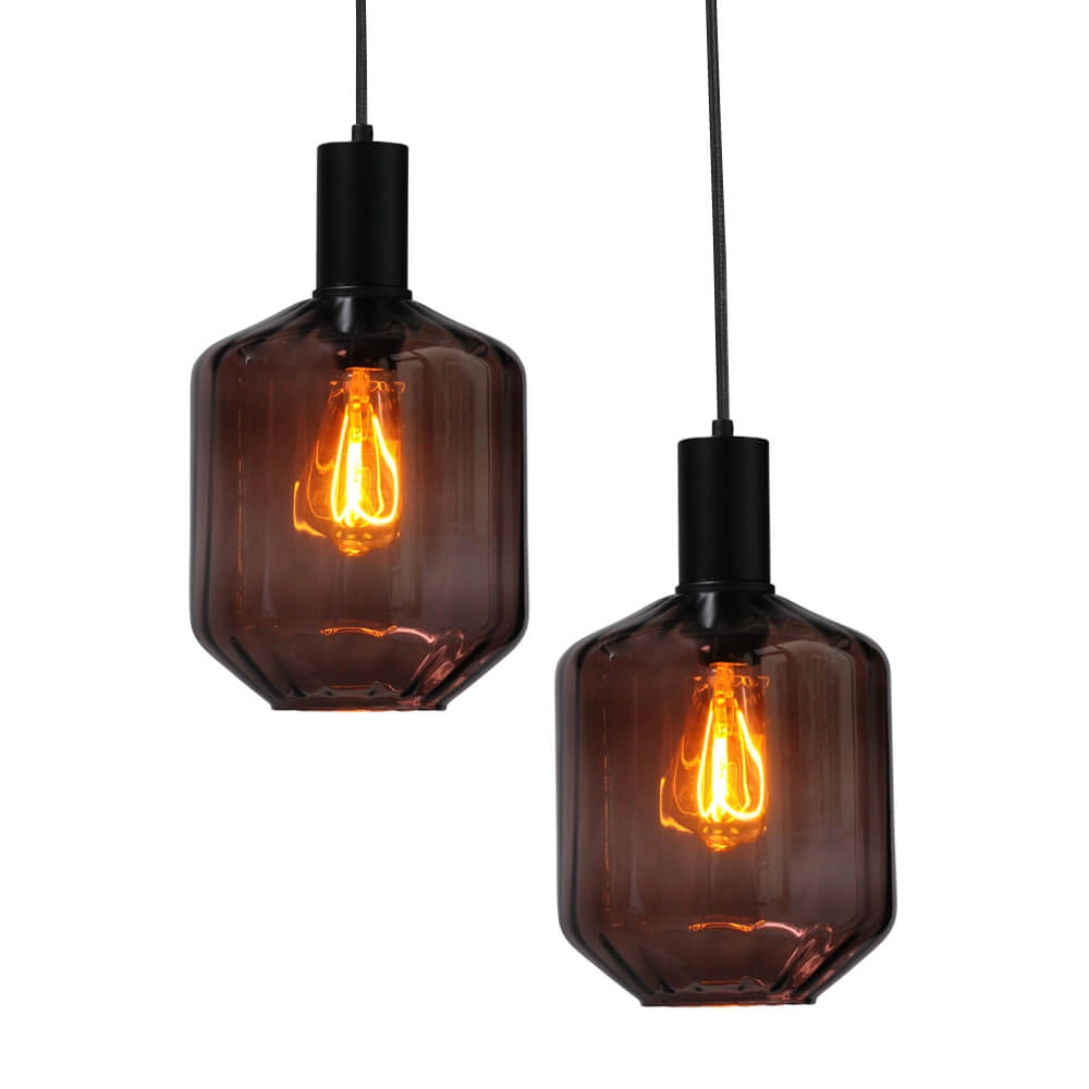 Lampe suspendue 6 lumières - noire - Porto avec verres rouges Jagger Masterlight 8718121270555