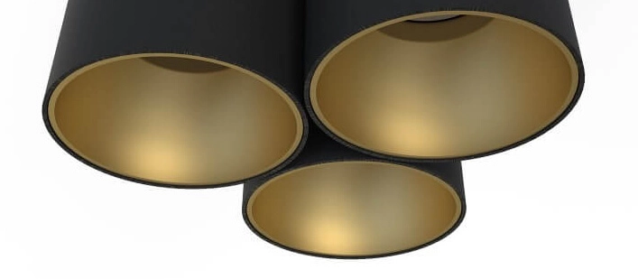 Plafonnier 3 lumières Eye Tone noir avec de l'or Lyora 5903139809290