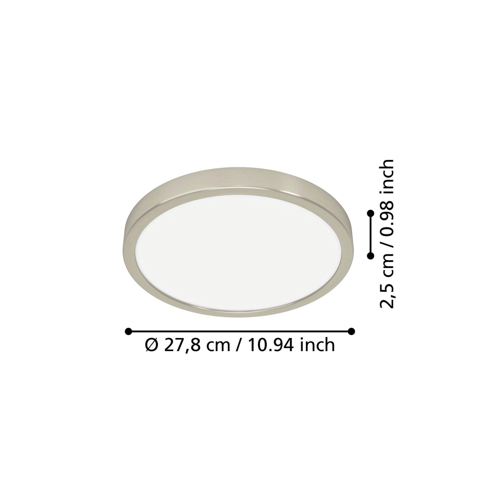 Lumière LED de plafond Fueva 6 rond - acier inoxydable - Ø 27,8 cm Eglo 9008606330249