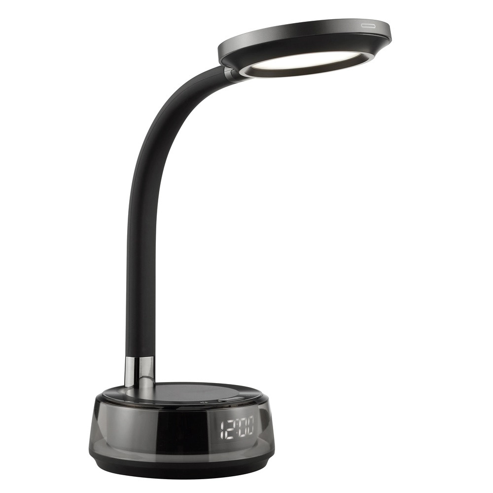 Lampe de bureau Moonglow noir avec horloge Brilliant 4004353460685