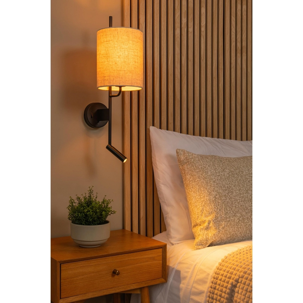 Lampe murale Magic avec lumière supplémentaire et point de charge USB Lucide 5411212680068