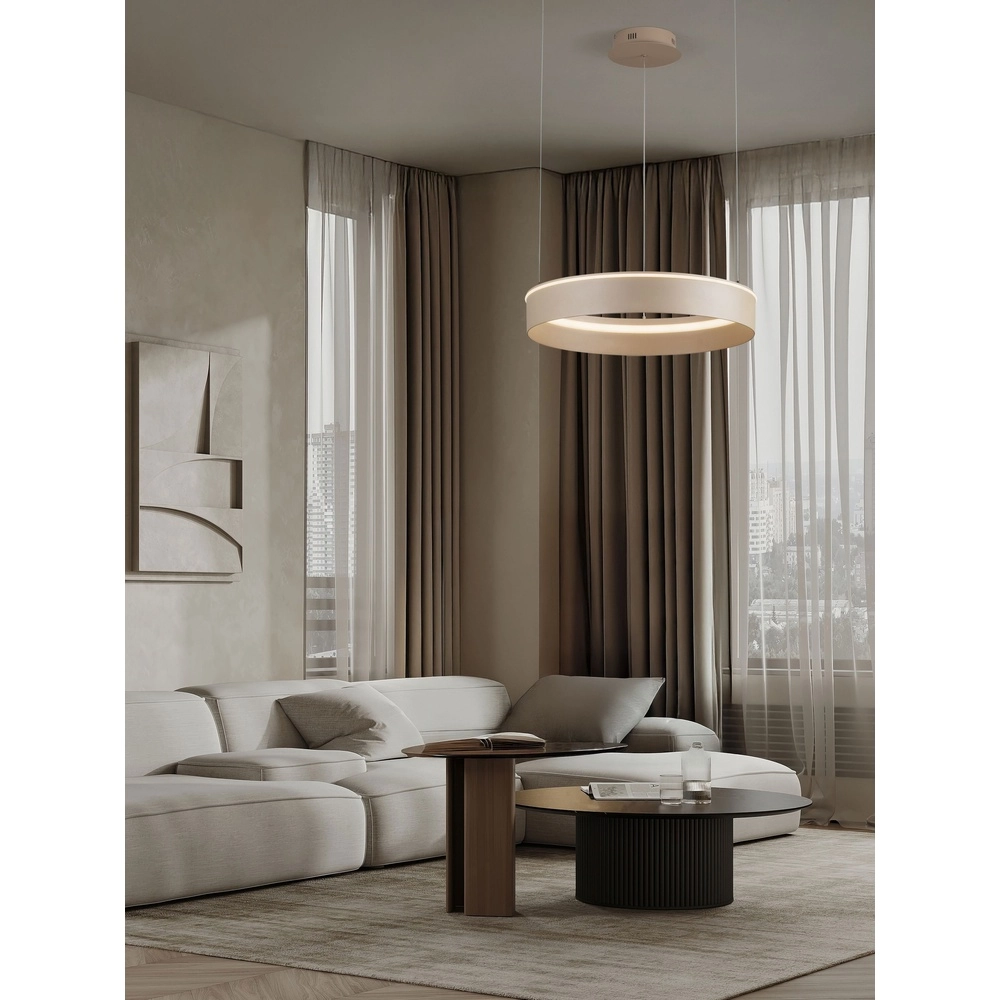 Lampe pendante moderne Olivia brun sable Ø 60 cm