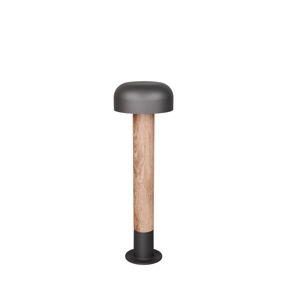 Lampe de jardin Fraser gris avec bois 54cm Trio 4017807648584