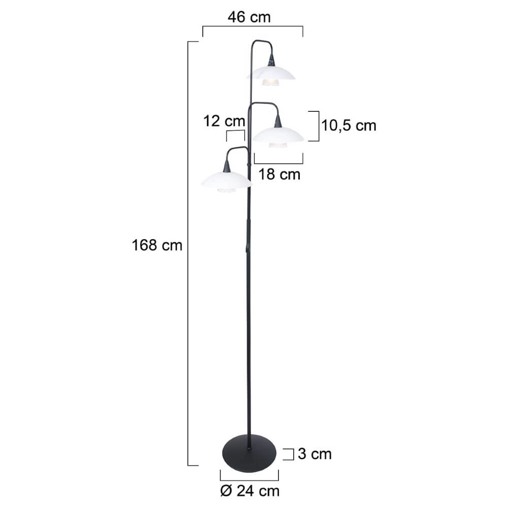 Lampe de lecture Tallerken 3 lumières noir avec blanc Steinhauer 8712746133608