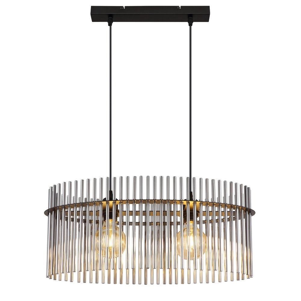 Lampe suspendue Gorley Noir avec tiges en verre fumé Globo 9007371506149