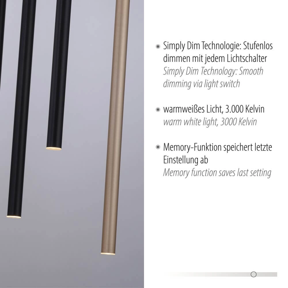 Lampe suspendue unique Flute 10 lumières Paul Neuhaus 4012248374788