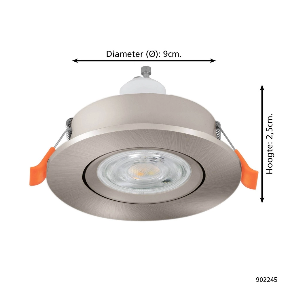 Spot encastré Barranco nickel Ø 9cm - 4.5W - 3000K Eglo 9008606359233