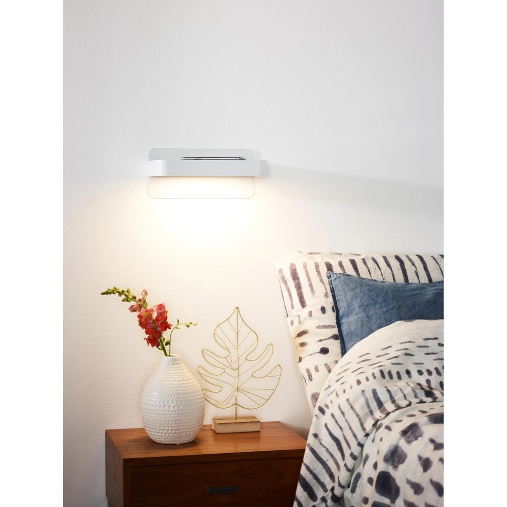 Lampe de chevet Atkin avec point de charge USB blanc Lucide 5411212770837
