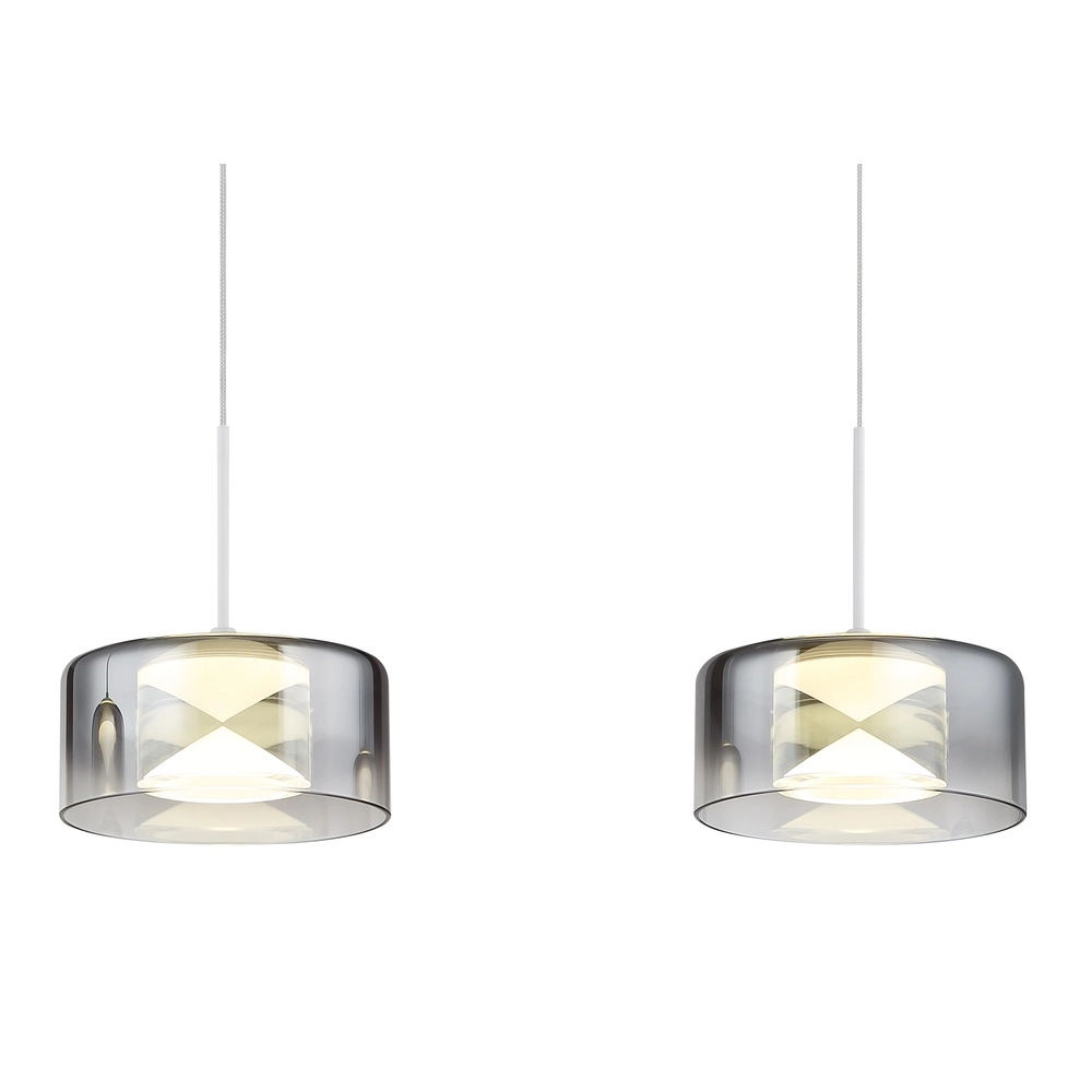 Lampe pendante de conception Belinda Blanc 4 lumières avec verre fumé Globo 9007371566372