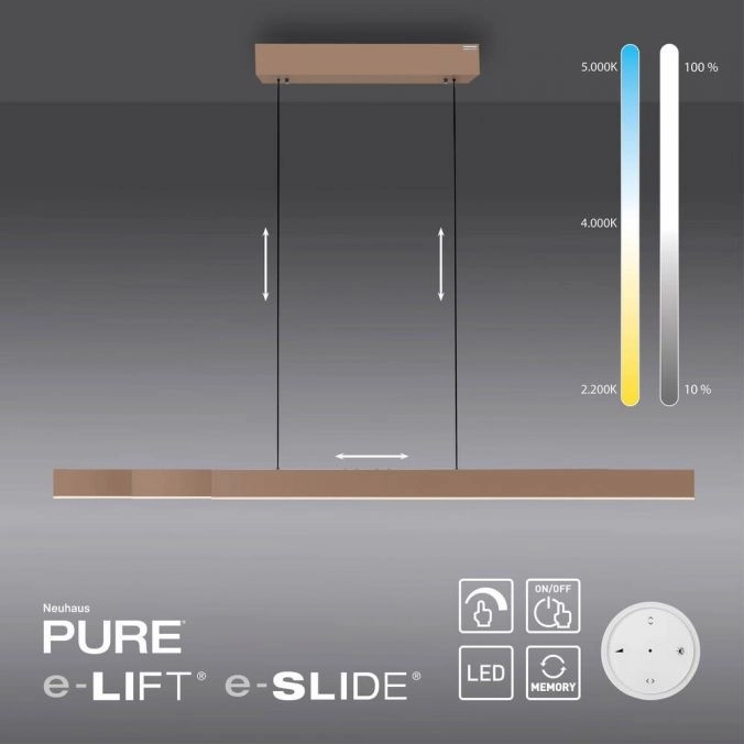 Lampe suspendue élégante Pure Moto-Rise bronze Paul Neuhaus 4012248393680