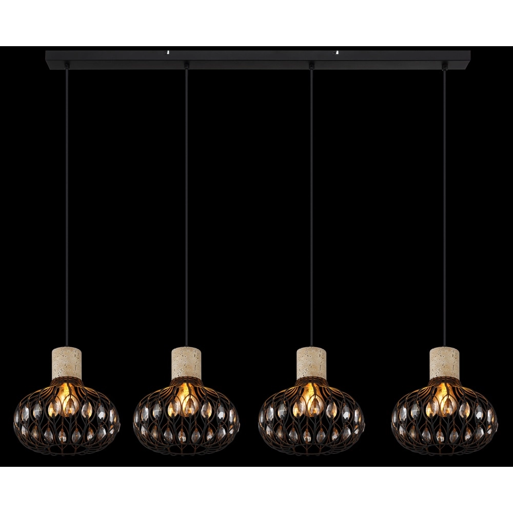 Lampe suspendue à 4 lumières Dorthy Country Black Globo 9007371572069