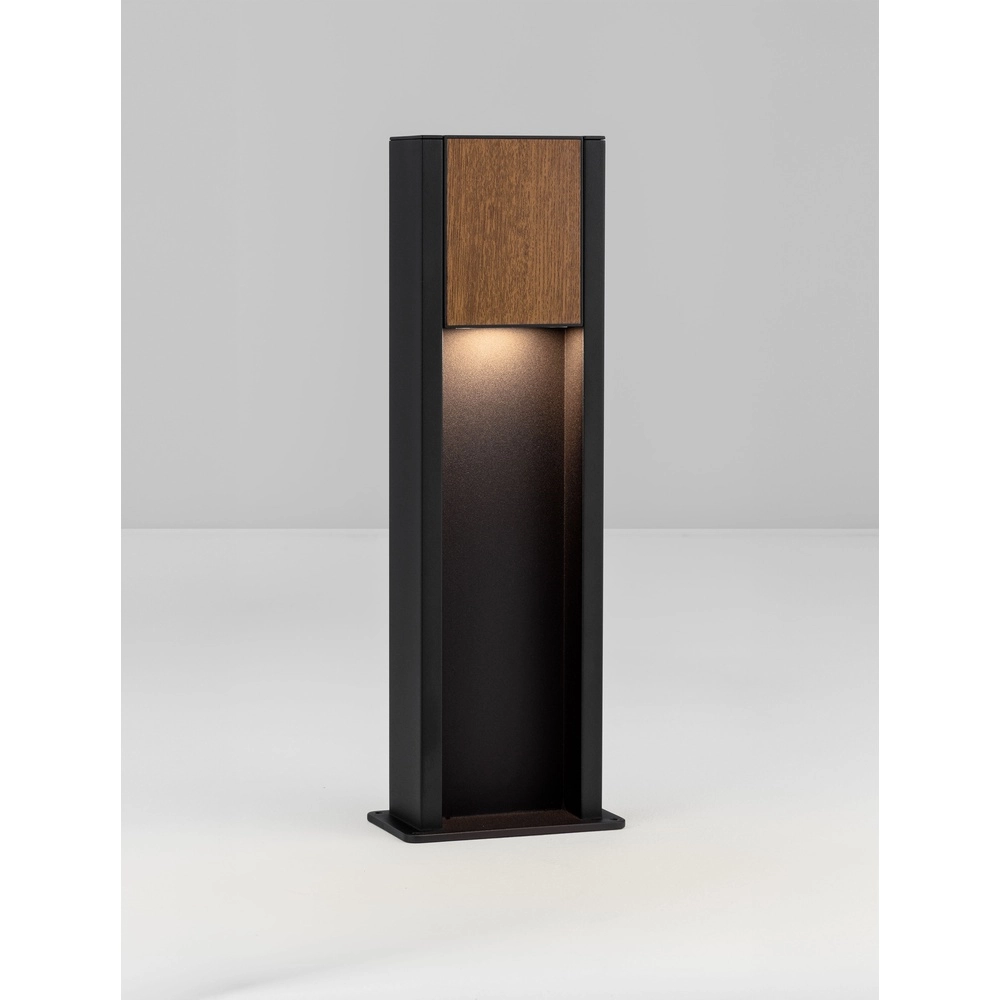 Lampe de jardin Kioo noir avec bois
