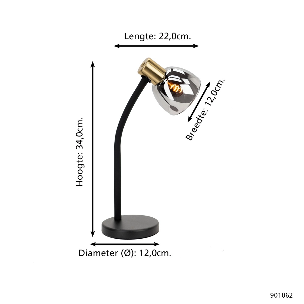 Lampe de bureau élégante Macere Or avec verre fumé Eglo 9008606304332