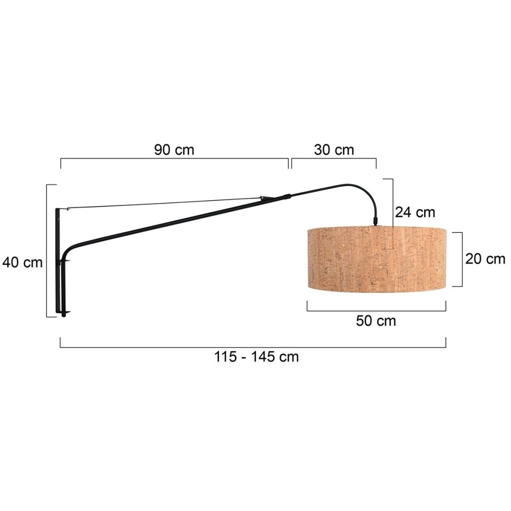 Lampe murale noire Elegant Classy avec un chapeau en liège de 50 cm Ø Steinhauer 8712746180398