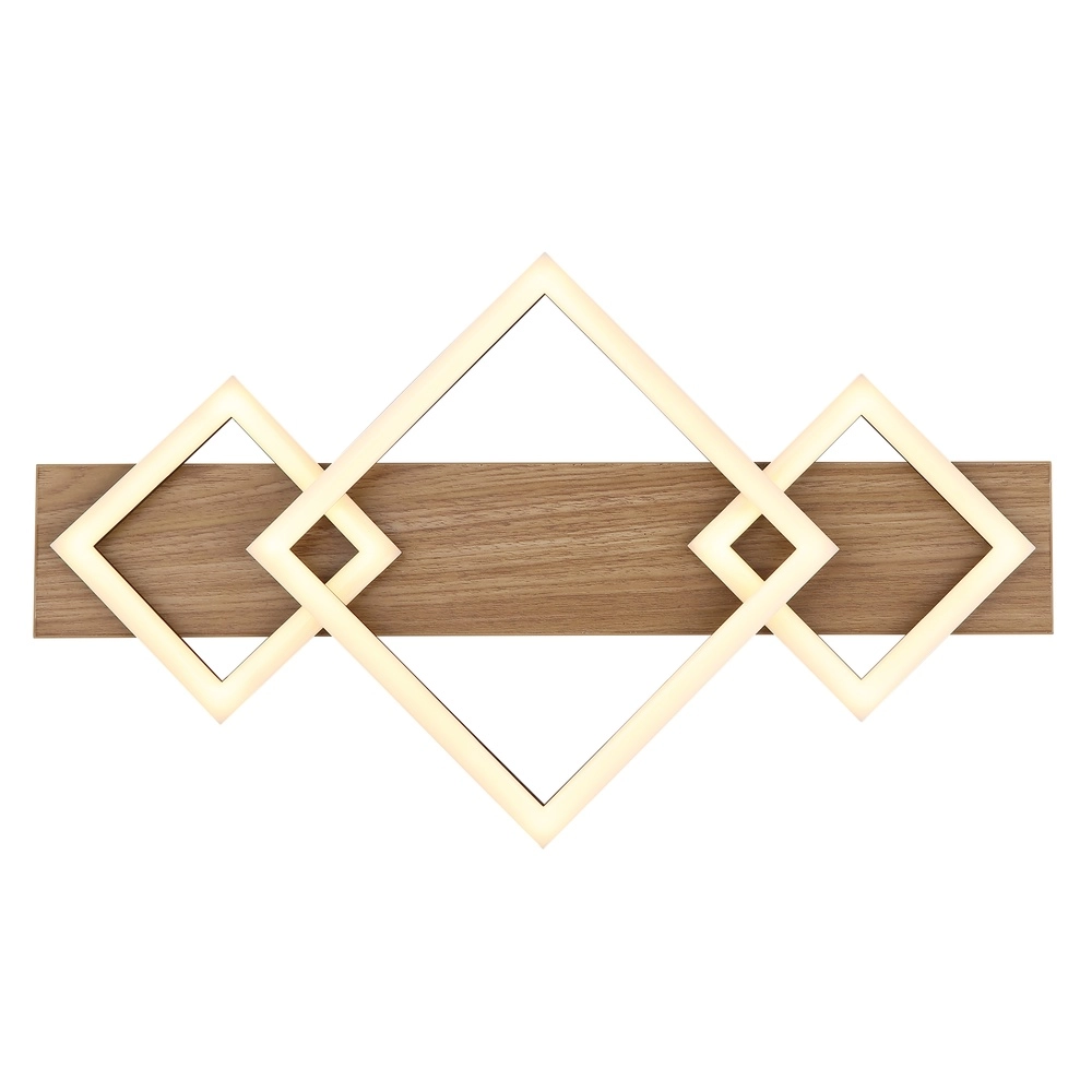 Lampe de plafond Beatrix I 3 carrés noirs avec bois Globo 9007371468393
