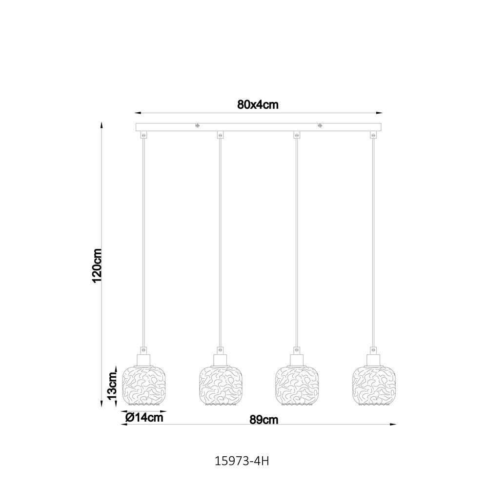 Lampe suspendue à 4 lumières Antonio brun sable Globo 9007371578726