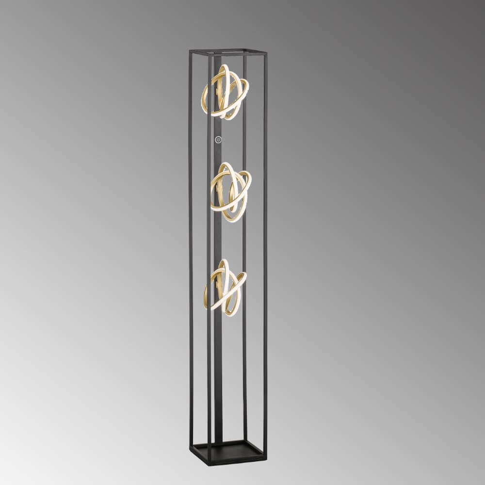 Lampe sur pied design Gisi noir avec de l'or Fischer & Honsel 4003694402866