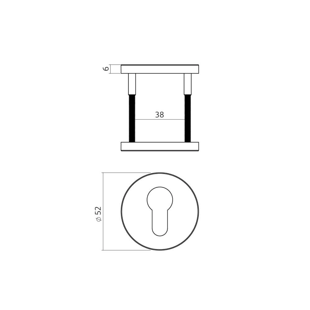 Lot de 2 rosaces cylindriques Tira rond laiton mat Ø 52mm Intersteel 8714186695715
