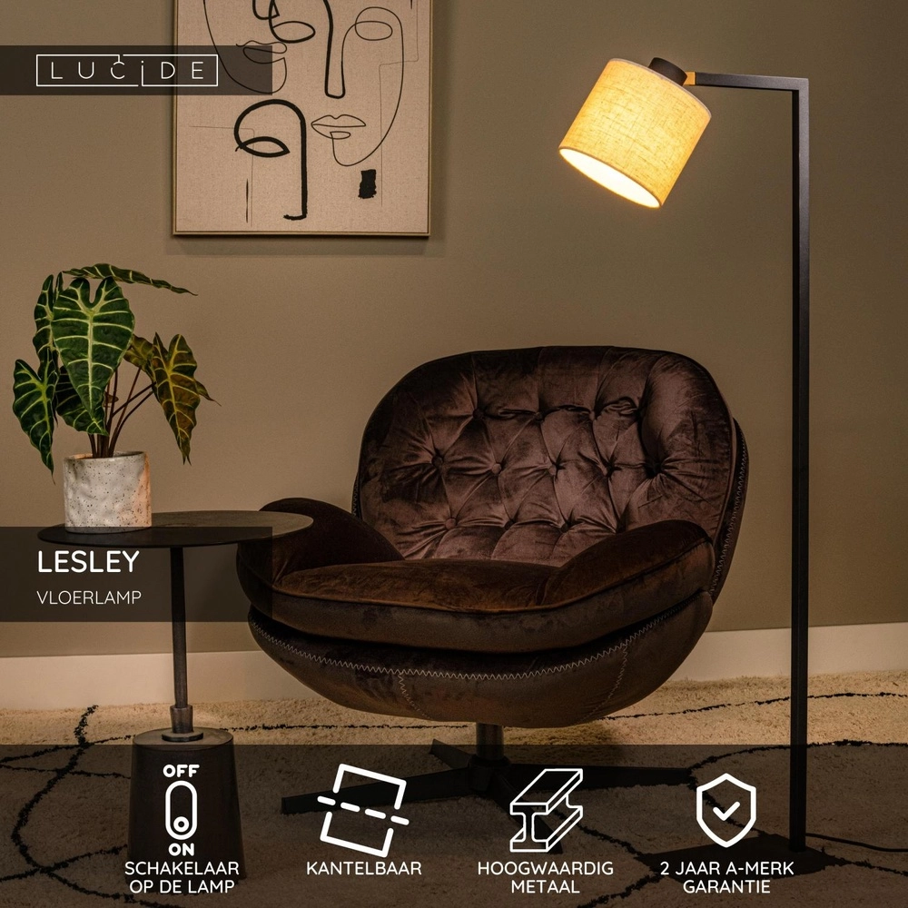 Lampe de pied Lesley Noir Lucide 5411212032188